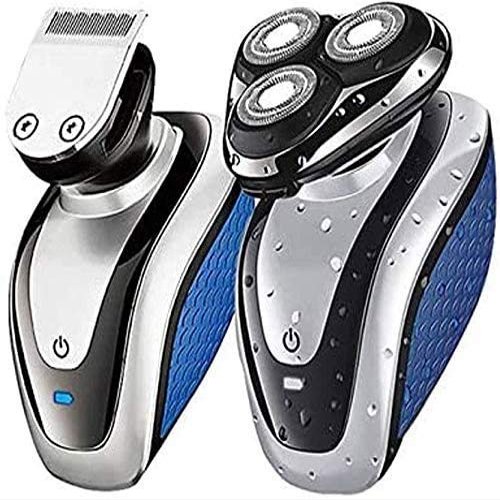 KouRy Men's Electric ShaverBlue USB Rechargeable Rotary Shaver Razor for Men,IPX6 WaterproofMultifunctional Electric Razor,Easy to Clean