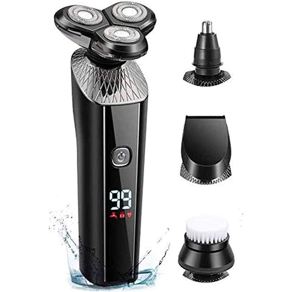 KouRy Electric Razor Shaver for Men,Metal IPX7 Waterproof Removable Precision Beard Hair Trimmer Mens Smart Beard Knife Black