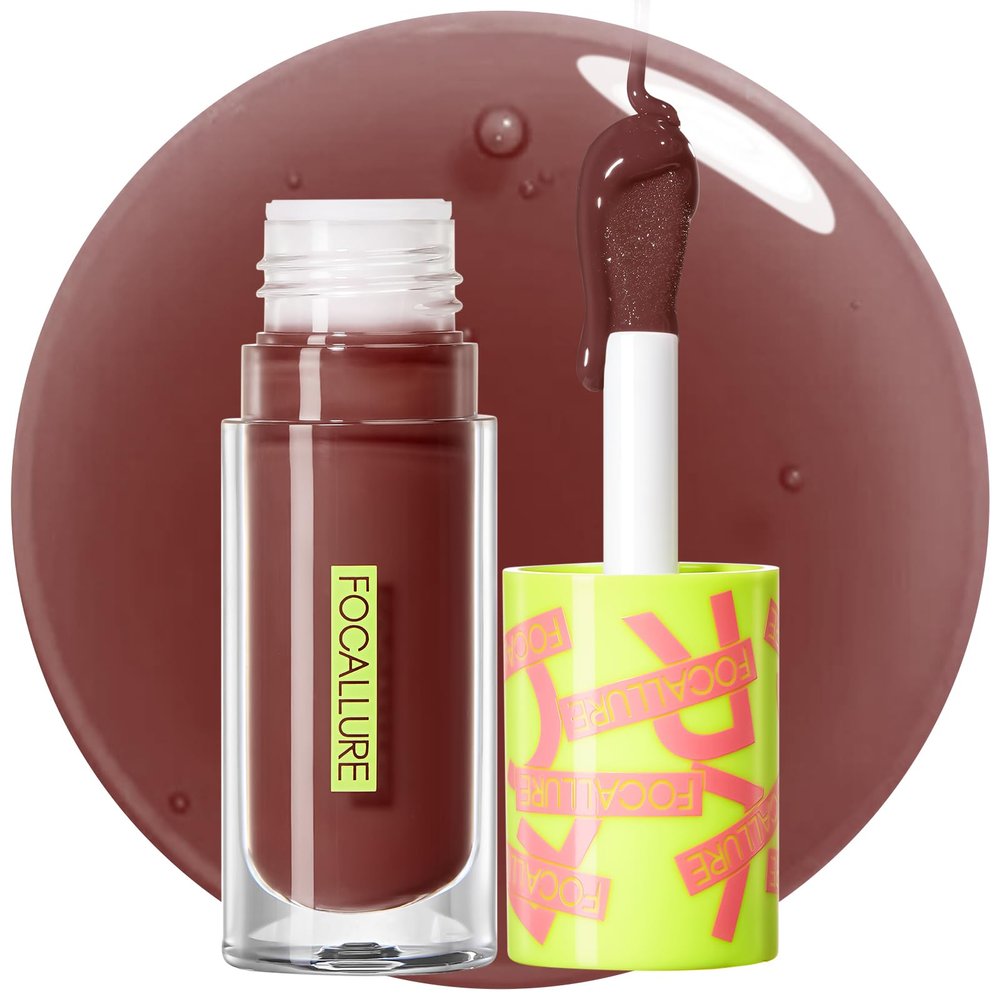 FOCALLURE Lip Oil - Moisturizing, Hydrating Lip Gloss with Non-Sticky, Long Lasting Glow - Tinted Balm for Dry Lips - Drip Coffee Flavored