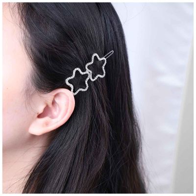 Iaceble Boho Crystal Flower Hairclips Barrette Hollow Cz Flower Side Clip Hairpin Silver Flower Hairpins Clip Rhinestone Flower Shape Haed Clip Decorative Hair Accessories for Women Headdress