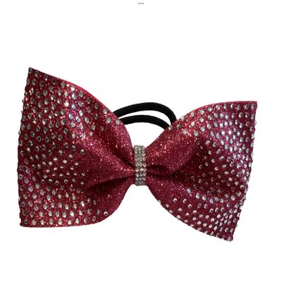 Tailless Dark Pink Glitter Rhinestone Cheer Bow