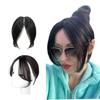100% Human Hair Bangs - 100% Real Topper Middle Side Part Human Hair, Thick Side Bangs Clip In Real Human Hair Bangs Natural Clip On Side Bangs Straight Fringe Hair Extensions Hairpieces ( Color : Bla view 1