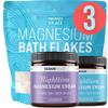 2 x Nighttime Magnesium Cream (Lavender, Unscented) & Large 10 LBS Bath Flakes: 3 Item Bundle view 1