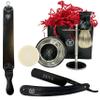 Men Gift Set Wet Shaving Wood Straight Razor Kit Carbon Steel Cow Leather Honning Strop for Stropping Grandpa Christmas Gift Box Close Shave view 1