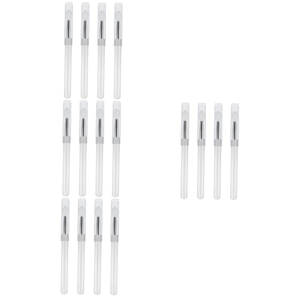 Beavorty 16pcs Portable Silicone Lip Brush Versatile Makeup Applicators for Lips Eyeshadow Concealer Lightweight Compact Design for Travel Transparent Handle Soft