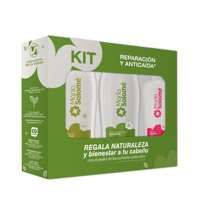 Maria Salome Keratin2 Hair Repair and Loss Prevention kit of Shampoo 13.5 fl.oz. - Conditioner 13.5fl.oz. - Lotion 11.8 fl.oz. Natural Products for Thinning Hair