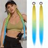 2 Pack Ponytail Extension with Elastic Tie Straight Sleek Wrap Around Braid Ponytail Yellow Blue Gradient 26 Inch (Yellow/Blue#) view 1