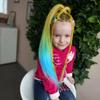 2 Pack Ponytail Extension with Elastic Tie Straight Sleek Wrap Around Braid Ponytail Yellow Blue Gradient 26 Inch (Yellow/Blue#) view 4