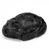 100% Natural Human Hair Toupee Wig Exhuast Systems Wig For Men Hair Prosthesis Lace With Pu 1B10# 6x8#Straight#130% view 1