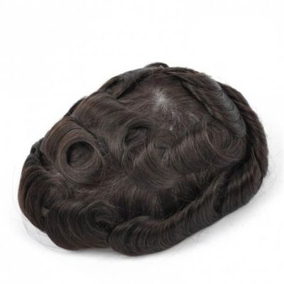 Male Hair Prosthesis With Lace Front 100% Indian Human Hair Toupee Exhuast Systems Wig For Men 2# 8x10#Straight#130%