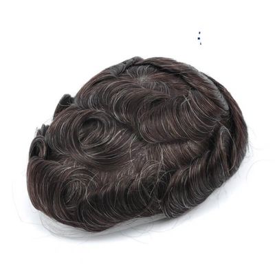 100% Natural Human Hair Toupee Wig Exhuast Systems Wig For Men Hair Prosthesis Lace With Pu 220# 7x9#Straight#130%