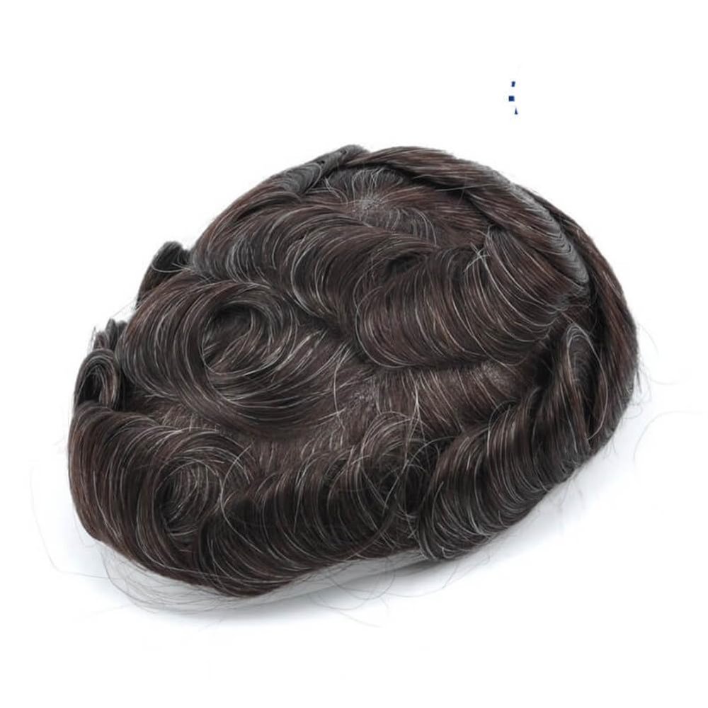 100% Natural Human Hair Toupee Wig Exhuast Systems Wig For Men Hair Prosthesis Lace With Pu 220# 7x9#Straight#130%