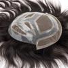 100% Natural Human Hair Toupee Wig Exhuast Systems Wig For Men Hair Prosthesis Lace With Pu 220# 7x9#Straight#130% view 2