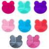 Makeup Brush Cleaning Mat, Silicone Makeup Brush Cleaner Makeup Brush Cleaner Brush Cleaning Pad Color Brush Cleaner Pad For Brushes Sponge and Puff (Rose) view 2