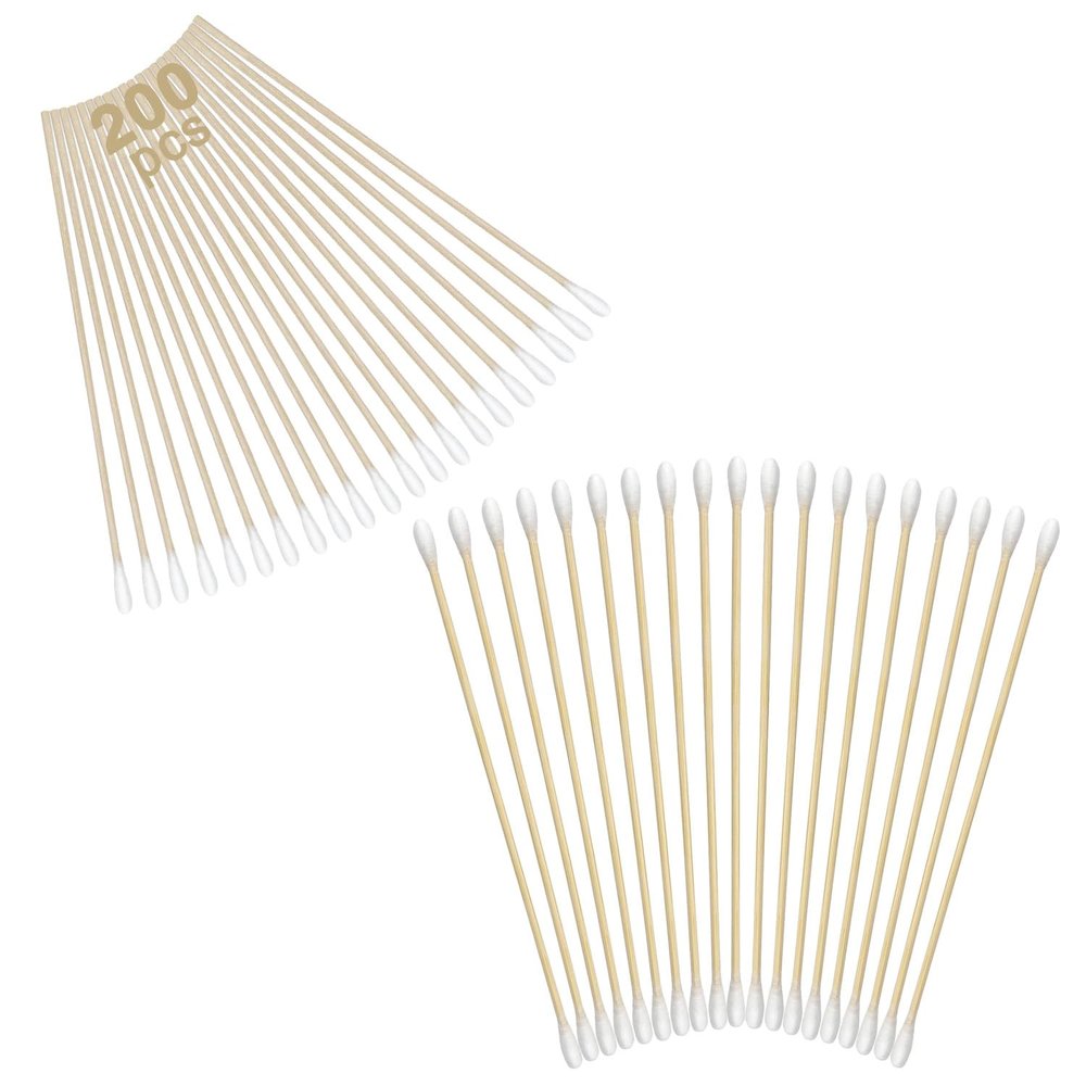 6'' Long Cotton Swabs Durable Stem, Lint- Free Gun Cleaning Swabs Pure Cotton Tips for Gun Maintenance, Makeup, Pet Care, Equipment