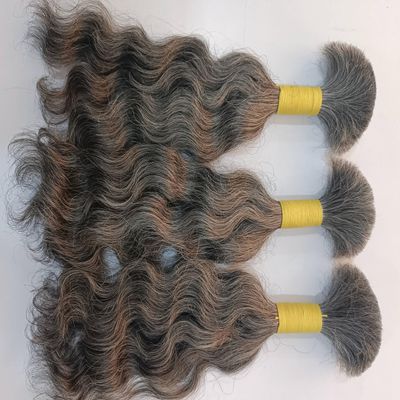 100% Natural Raw Unprocessed Hair Extensions (Grey), Indian Grey Braiding Wavy Human Grey Hair Extensions salt and pepper. non-sewn bulk/braid grey salt and pepper human hair. (26 Inches)