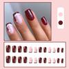 Christmas Fake Nails French Press on Nails Short Square RIICFDD Wine Red Christmas Nails with Cute Christmas Cap Designs Glitter Full Cover Stick on Nails False Nails for Women and Girls 24 Pcs view 2
