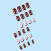 Christmas Fake Nails French Press on Nails Short Square RIICFDD Wine Red Christmas Nails with Cute Christmas Cap Designs Glitter Full Cover Stick on Nails False Nails for Women and Girls 24 Pcs view 3