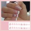 24 Pcs Christmas Press on Nails Medium Square RIICFDD Fake Nails Nude Pink Cute Deer Pattern Full Cover False Nails with Glitter Stripe Designs Stick on Nails Acrylic Winter Nails for Women Girls view 2