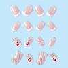 24 Pcs Christmas Press on Nails Medium Square RIICFDD Fake Nails Nude Pink Cute Deer Pattern Full Cover False Nails with Glitter Stripe Designs Stick on Nails Acrylic Winter Nails for Women Girls view 4