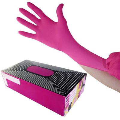 Bee Line Industries Waxness Cosmetology Nitrile Gloves Pink, Large, 100 pcs/box