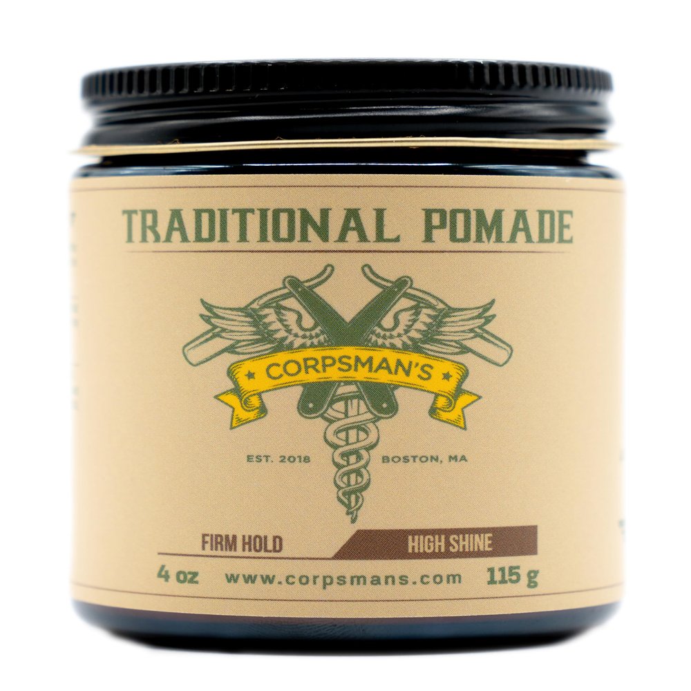 Corpsman's TRADITIONAL POMADE | Firm Hold | High Shine | 4 ounce glass jar
