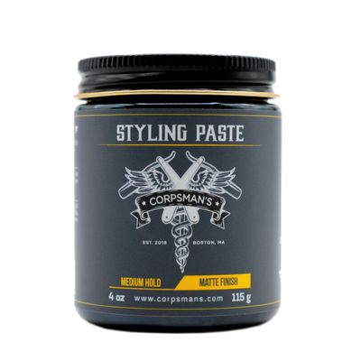 Corpsman's STYLING PASTE | Medium Hold | Matte Finish | 4 ounce glass jar