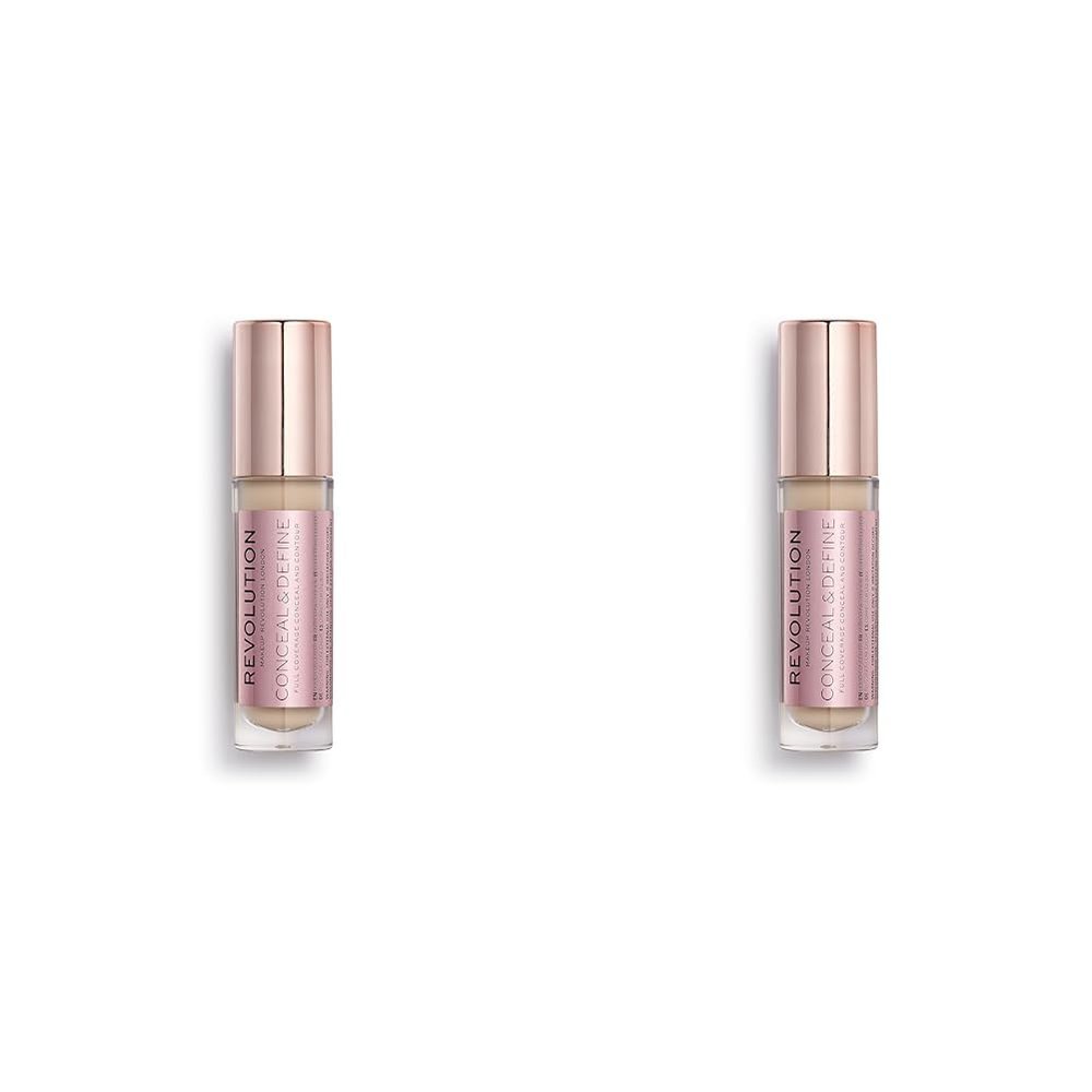 Revolution Beauty, Conceal & Define Concealer, Full Coverage & Lightweight, Long-Lasting Matte Finish, Vegan & Cruelty Free, C2 Fair to Light Skin Tones, 0.14 Oz. (Pack of 2)