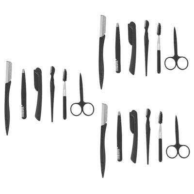 FRCOLOR 18pcs Male Eyebrow Trimming Kit Razor Comb Brush Scissors Shaper Grooming Tools for Women