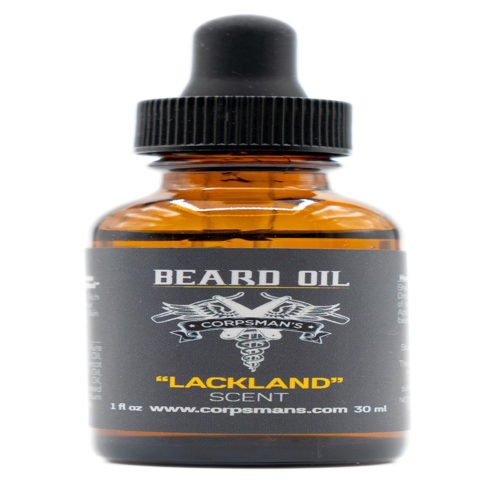 Corpsman's BEARD OIL | Nutrient Rich Oils to Promote Beard Growth and Hair Health | Four Different Scents | 2 Ounces / 30 ml (LACKLAND)