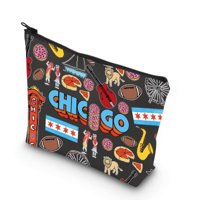 TSOTMO Chicago Souvenir Gift Chicago Welcome Makeup Bag Chicago Travel Zipper Pouch Bag (Chicago bag)