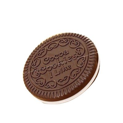 INLIMA Mirror Chocolate Cookie Mini Pocket Mirror with Comb Princess Portable Sandwich Biscuit Shape Makeup Cosmetic Folding Mirror