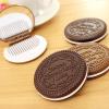 INLIMA Mirror Chocolate Cookie Mini Pocket Mirror with Comb Princess Portable Sandwich Biscuit Shape Makeup Cosmetic Folding Mirror view 3