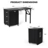 Belandi Foldable Manicure Table Nail Table,Folding Nail Desk Station for Nail Tech w/Electric Downdraft Vent,Lockable Wheels,Foldable Nail Arm Rest,Storage Drawers,Wooden Handles(Black) view 2