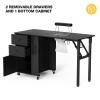 Belandi Foldable Manicure Table Nail Table,Folding Nail Desk Station for Nail Tech w/Electric Downdraft Vent,Lockable Wheels,Foldable Nail Arm Rest,Storage Drawers,Wooden Handles(Black) view 3