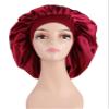 2 Pcs Extra Large Size Women Satin Bonnet Sleep Cap Silk Feeling Shower Cap Hair Scarf Wrap (Black Burgundy Hot Pink) (Burgundy) view 1