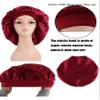 2 Pcs Extra Large Size Women Satin Bonnet Sleep Cap Silk Feeling Shower Cap Hair Scarf Wrap (Black Burgundy Hot Pink) (Burgundy) view 4