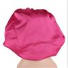 2 Pcs Extra Large Size Women Satin Bonnet Sleep Cap Silk Feeling Shower Cap Hair Scarf Wrap (Black Burgundy Hot Pink) (Hot Pink) view 3