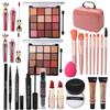 Delymol All in One Makeup Kit for Teen Girls - 2X16 Colors Eyeshadow, Liquid Foundation, Eyeliner Pencils, Contouring Stick, Lip Gloss, Eyebrow Pencils & 8pcs Makeup Brushes (Pink) view 2