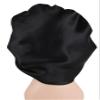 2 Pcs Extra Large Size Women Satin Bonnet Sleep Cap Silk Feeling Shower Cap Hair Scarf Wrap (Black Burgundy Hot Pink) (Black) view 3