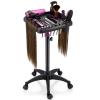 Hair Extension Tray Cart on Wheels w/Storage Holder, Height Adjust & Removable Hairstylist Rolling Tray Barber Tray Cart with Wheels, Salon Hair Extension Trolley Cart Hairdresser Stylist Color Tray view 1