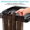 Hair Extension Tray Cart on Wheels w/Storage Holder, Height Adjust & Removable Hairstylist Rolling Tray Barber Tray Cart with Wheels, Salon Hair Extension Trolley Cart Hairdresser Stylist Color Tray view 2