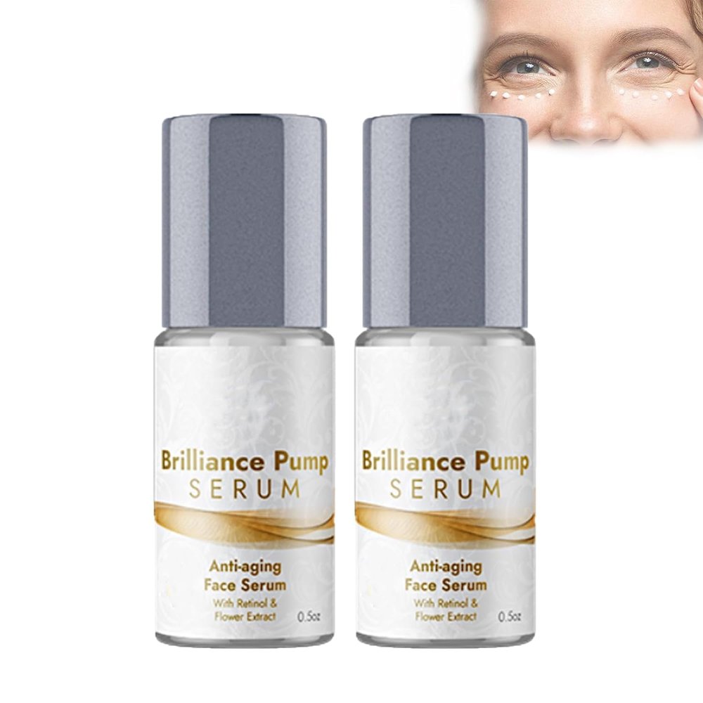 2Pcs Brilliance Pump Eye Serum,Anti Aging Eye Serum Cream,Contains Retinol & Flower Exract Reduce Fine Lines, Wrinkles for All Skin Types