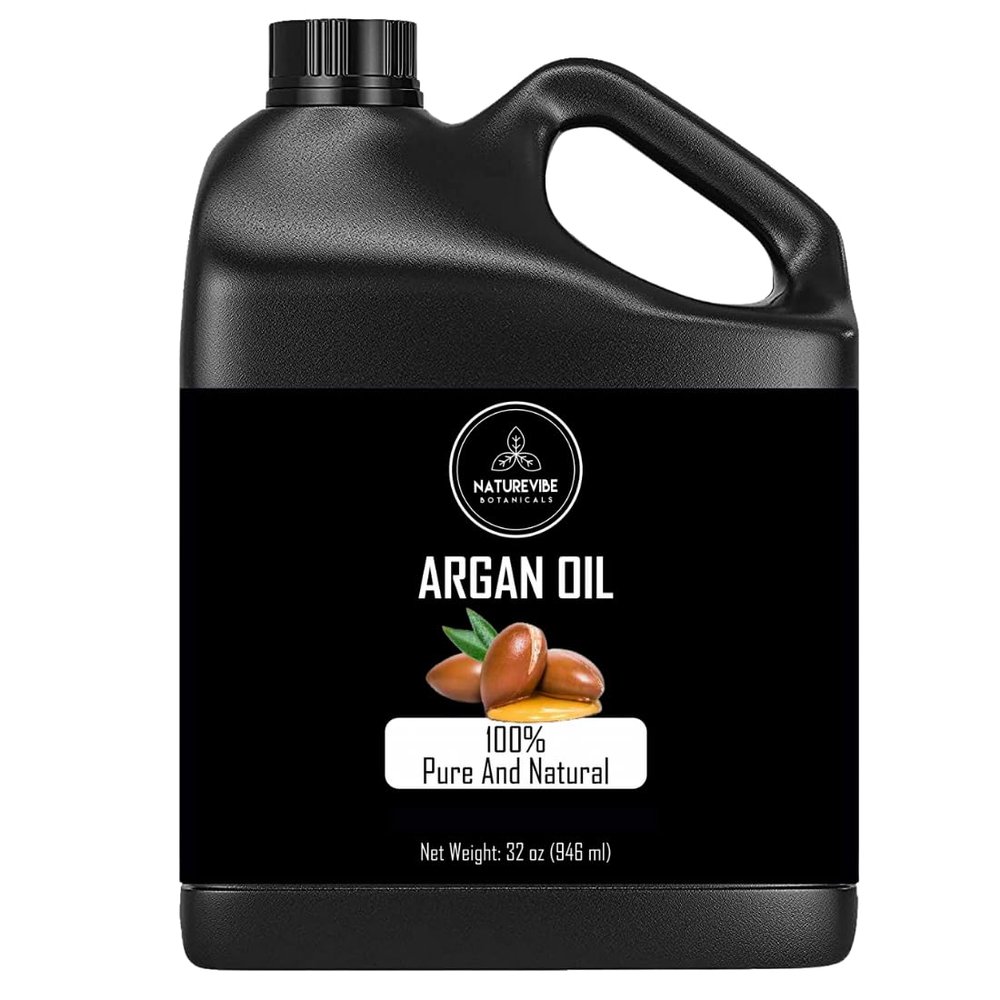 Naturevibe Botanicals Argan Oil 32 Fl oz Cold Pressed, Unrefined, Pure Moroccan Argan Oil for Hair, Skin, Face & Massage Natural Carrier Oil for DIY Beauty & Aromatherapy