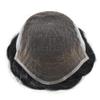 Hair System Replacement Toupee for Men French Swiss Lace Mens Toupee Poly Thin Skin Human Hair Piece Natural Bleached Knot (8"X10", #1B10 Off Black+10% Gray-120% Medium Light to Medium Density) view 4