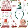 Liliful 12 Pcs Christmas Tree Headband Glitter Xmas Tree Headwear Christmas Accessories Costume Hair for Women Adult view 2