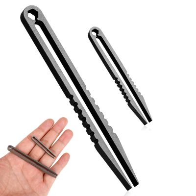2Pcs Mini Titanium Travel Tweezers, EDC Tool Gadget Pick Up Tweezers (Black)