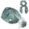 Ink Marble Scrub Cap, Adjustable Working Cap with Button, Bouffant Caps with Bow Hair Scrunchy view 1