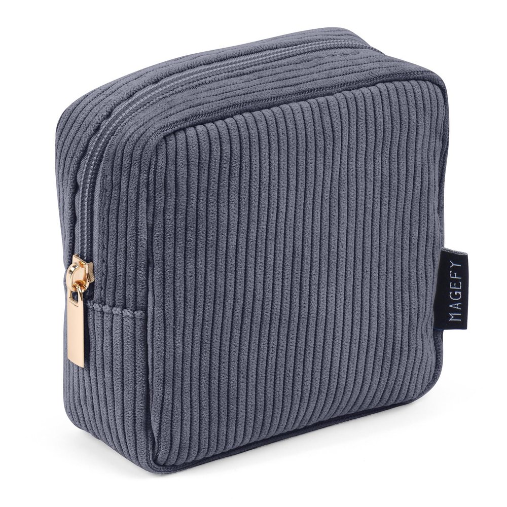 MAGEFY Small Makeup Bag Mini Make up Pouch Cute Cosmetic Bag for Women Travel Purse Essentials Bags with Slip-in Pockets (DeepGrey)