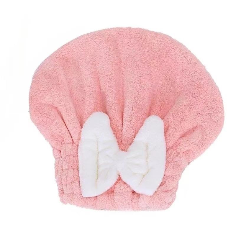 LUGEMA Super Absorbent Hair Towel Wrap for Wet Hair, Microfiber Hair Drying Caps Soft Absorbent Quick Drying Cap for Curly Thick Hair, Fast Drying Hair Turban Wrap Cap for Girls and Women (Pink)